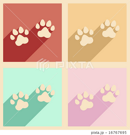 Flat with shadow concept and mobile application traces of animals Flat with shadow concept and mobile application traces of animals 16767695