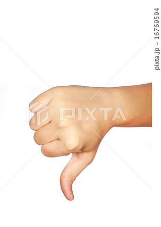 Woman hand making sign on white background 16769594