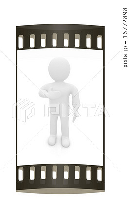 3d man showing copy space. The film strip 16772898