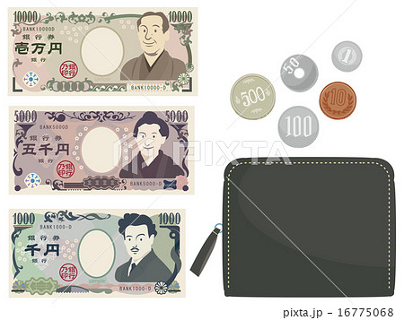 紙幣,硬貨イメージと黒の財布 16775068