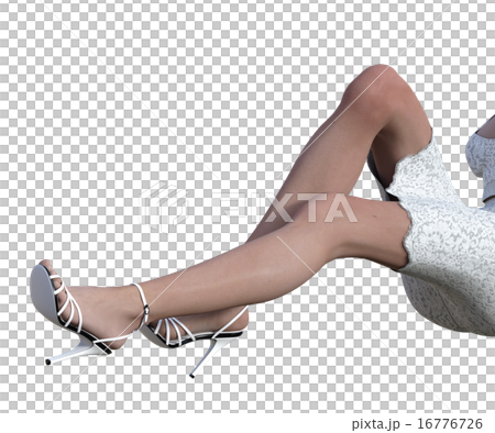 Beautiful legs of a sitting woman perming Real 3DCG illustration material 16776726