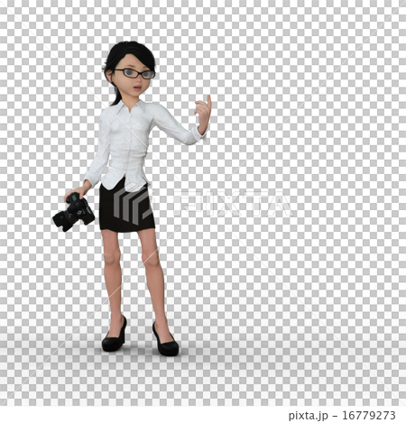 塑造3DCG例證材料的女性攝影師 16779273