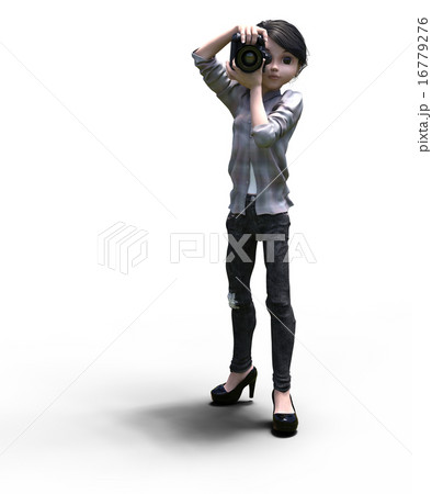 女性カメラマン perming 3DCG イラスト素材 女性カメラマン perming 3DCG イラスト素材 16779276