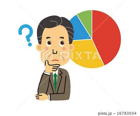 円グラフと経営者 三頭身 シリーズ のイラスト素材