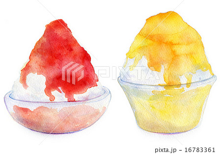 かき氷 赤と黄色のイラスト素材