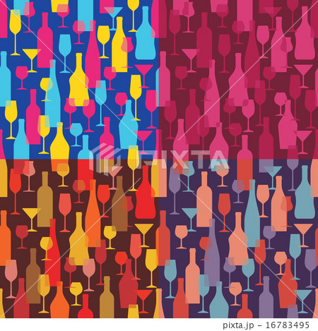 Background Seamless  with Wine Bottles and Glasses 16783495
