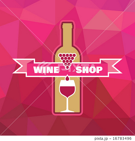 Wine Bottle and Glass with Ribbon - Illustration. 16783496