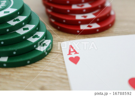 Poker game with ace of hearts and chips Poker game with ace of hearts and chips 16788592