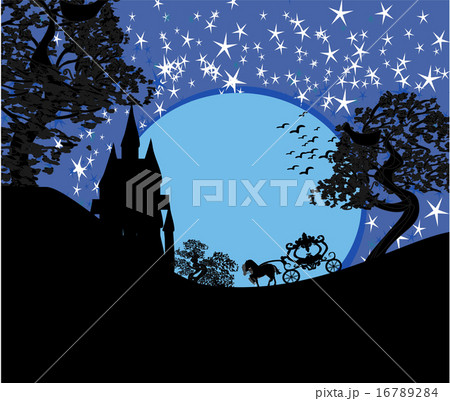 horse carriage and a medieval castle horse carriage and a medieval castle 16789284