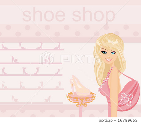 Fashion girl shopping in shoe shop Fashion girl shopping in shoe shop 16789665
