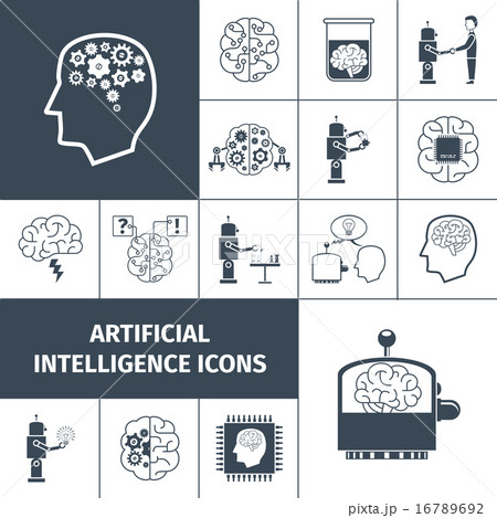 Artificial Intelligence Icons Black 16789692