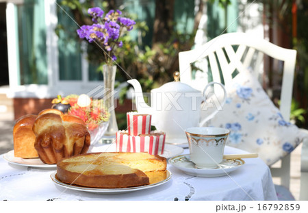 Apple tart with bread and fruit at tea time Apple tart with bread and fruit at tea time 16792859