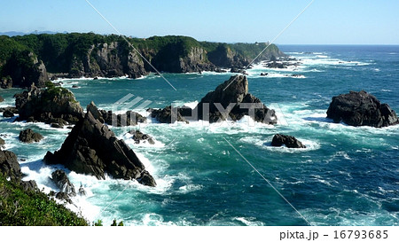 海金剛と樫野崎 エルトゥールル号沈没地点の写真素材