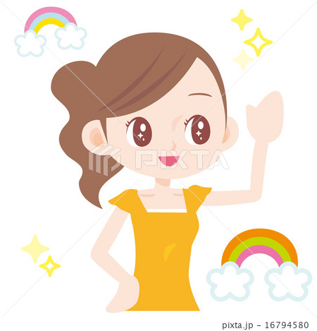 陽気な浮かれた女性　上半身 16794580