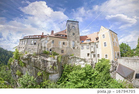 Fisheye lens photo of Hohnstein castle, Germany. 16794705