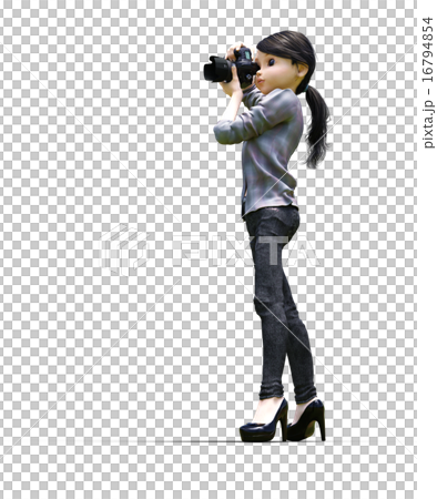 女性カメラマン デフォルメ　perming 3DCG　イラスト素材 16794854