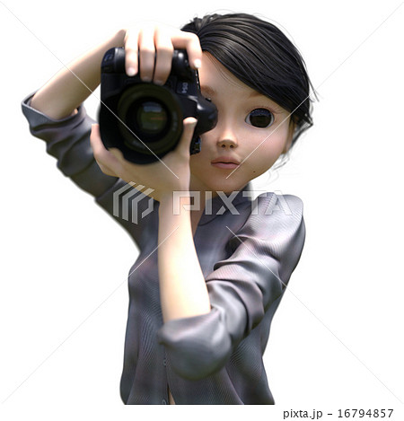 女性カメラマン デフォルメ Perming 3dcg イラスト素材のイラスト素材
