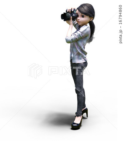 女性カメラマン デフォルメ Perming 3dcg イラスト素材のイラスト素材