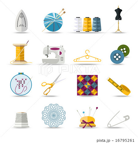 Handmade and sewing isolated icons set. Flat style design.  16795261