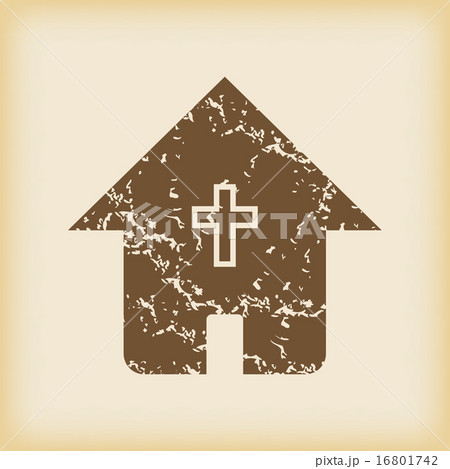 Grungy christian house icon Grungy christian house icon 16801742