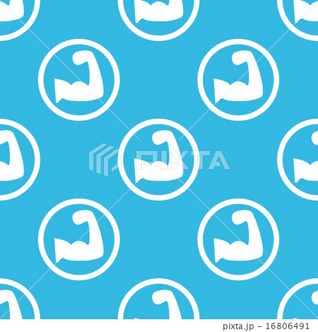 Muscular arm sign blue patternのイラスト素材 [16806491] - PIXTA