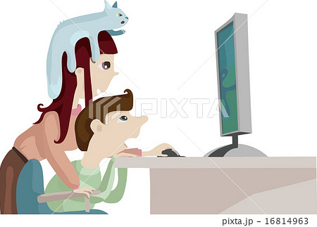 Boy, girl and cat watch fail vide 16814963