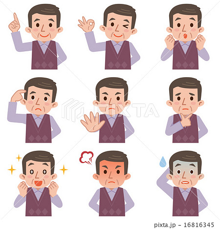中高年男性の表情セット 16816345