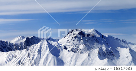 Panoramic view on winter mountains in haze Panoramic view on winter mountains in haze 16817633