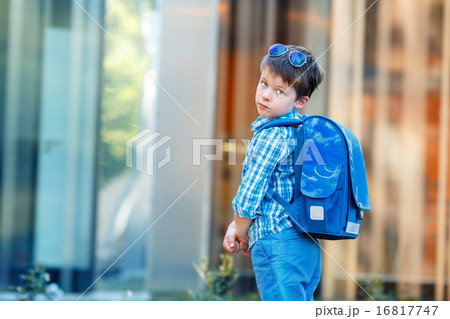 Portrait of cute school boy with backpack Portrait of cute school boy with backpack 16817747