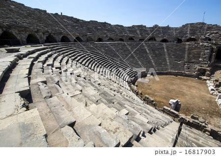 Ruins of the ancient amphitheater in Side, Turkey 16817903