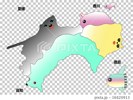 四国の動物地図　シルエット（目鼻あり） 16820913