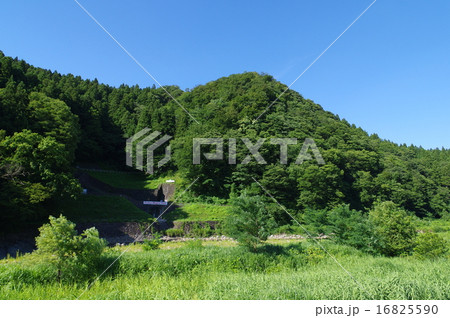 新潟　糸魚川ジオパーク　フォッサマグナの断層の露頭（糸魚川静岡構造線）遠望～横 16825590