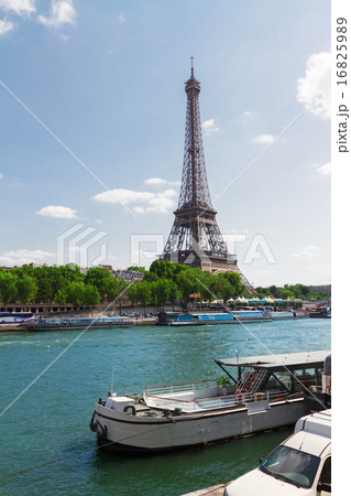 eiffel tower  over Seine river 16825989