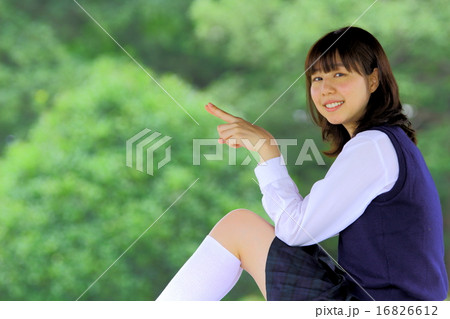新緑と指差す学生 新緑と指差す学生 16826612