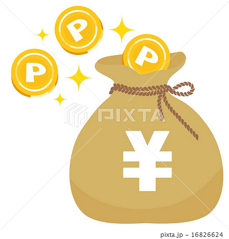 ポイントコインが入ってゆく￥マークのお金の袋,茶 16826624