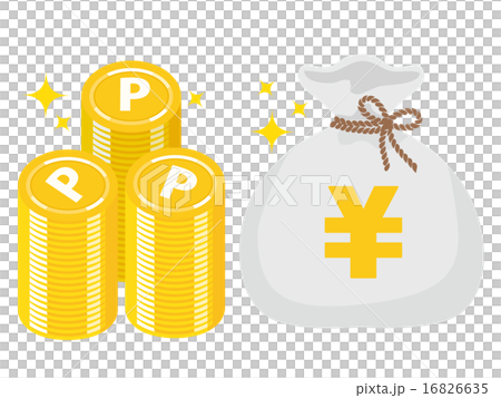 Point coin mountain and ¥ mark money bag, gray 02 16826635