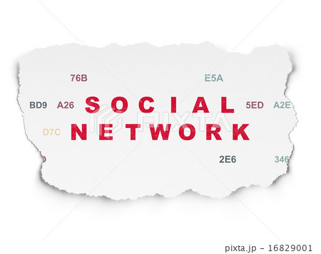 Social media concept: Social Network on Torn Paper background 16829001