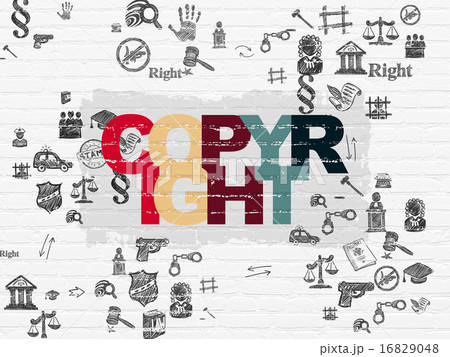 Law concept: Copyright on wall background Law concept: Copyright on wall background 16829048