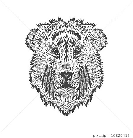 Zentangle Stylized Lion Headのイラスト素材