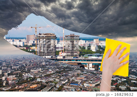 urban panorama with construction area urban panorama with construction area 16829632