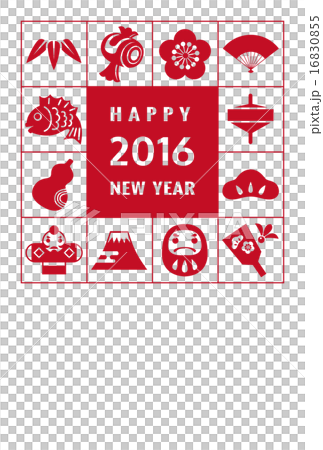 2016年年賀状　縁起物イラスト 16830855