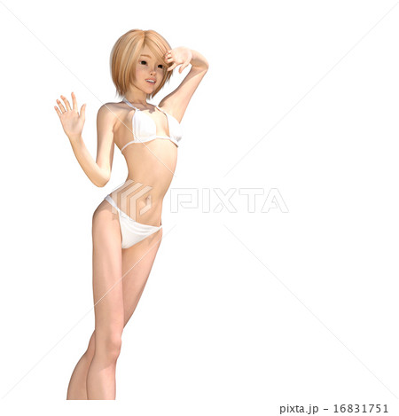 白い水着の女性 perming 3DCG イラスト素材 白い水着の女性 perming 3DCG イラスト素材 16831751
