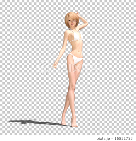 白い水着の女性　perming 3DCG イラスト素材 16831753