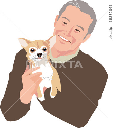 ペットの犬を抱くアクティブシニアの男性 16832041