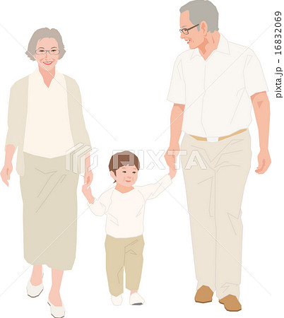 孫と散歩するアクティブシニアカップル 孫と散歩するアクティブシニアカップル 16832069