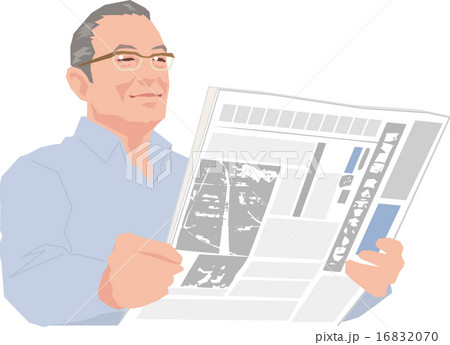 新聞を読むアクティブシニアの男性 16832070