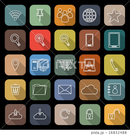 Internet line flat icons with long shadow 16832488