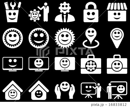 Tools, gears, smiles, management icons. 16833812