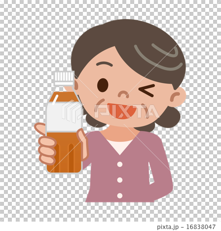 有茶寵物瓶的資深女性 16838047