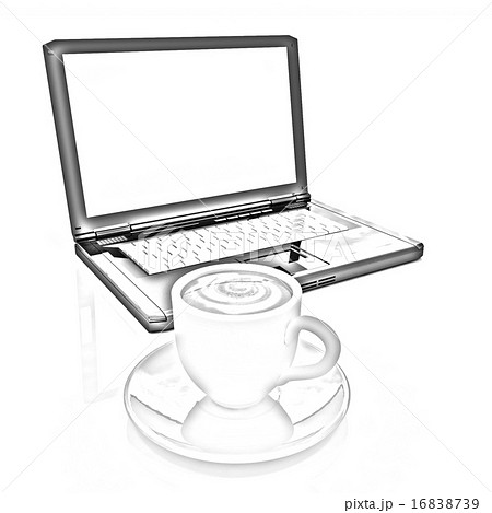 3d cup and a laptop 3d cup and a laptop 16838739
